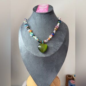 Green Heart Pendant Bohemian Necklace